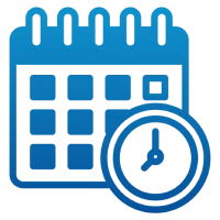 Date planner with clock illustration