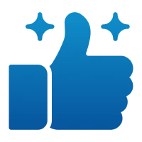 Blue thumbs up with sparkles